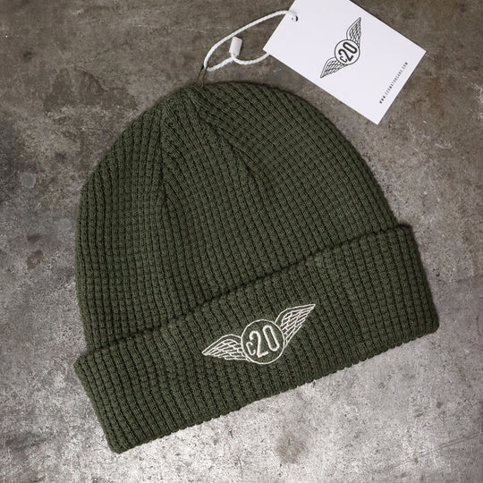 Heritage Organic Waffle Knit Beanie - Olive